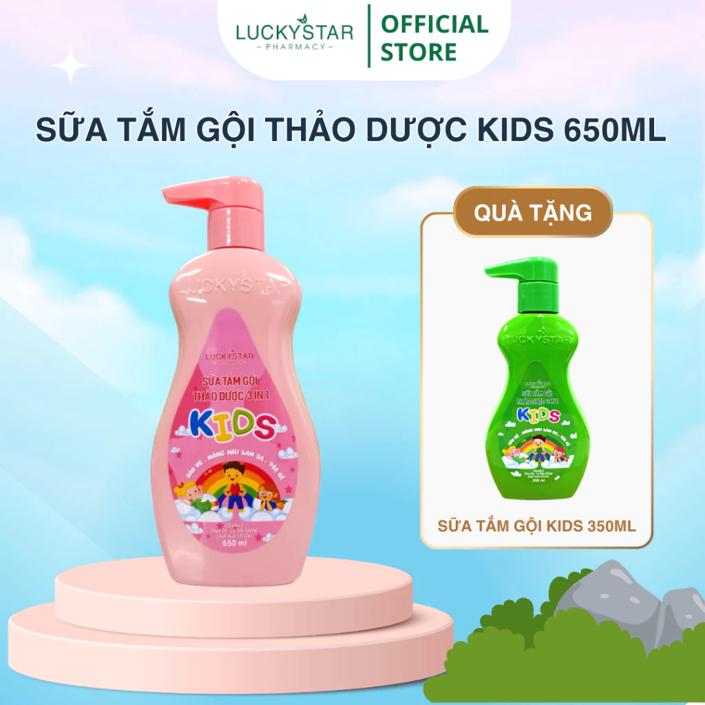 [ MUA 1 TẶNG 1] Sữa Tắm Gội Kids 3IN1 LUCKY STAR - 650ml Tặng 350ml - Chăm sóc cơ thể bé