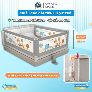 Thanh Chắn Giường Pakey NV2 Nâng Hạ Dạng Trượt Dễ Dàng ,Thanh Chắn Giường Có Khóa Xoáy 2 Chiều, Bọc Xốp An Toàn Cho Bé