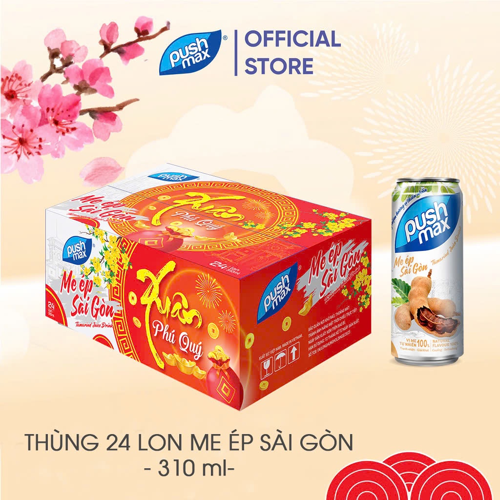 Thùng 24 Lon Nước Trái Cây Me Ép Sài Gòn Pushmax (310ml x 24 lon ...