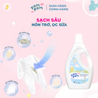 Nước Giặt Xả Pom Pom Newborn 1.6L + Active 1.6L An toàn cho bé mới lọt lòng Sạch Sâu Nôn trớ Ọc sữa Hương Phấn NB16 AT16