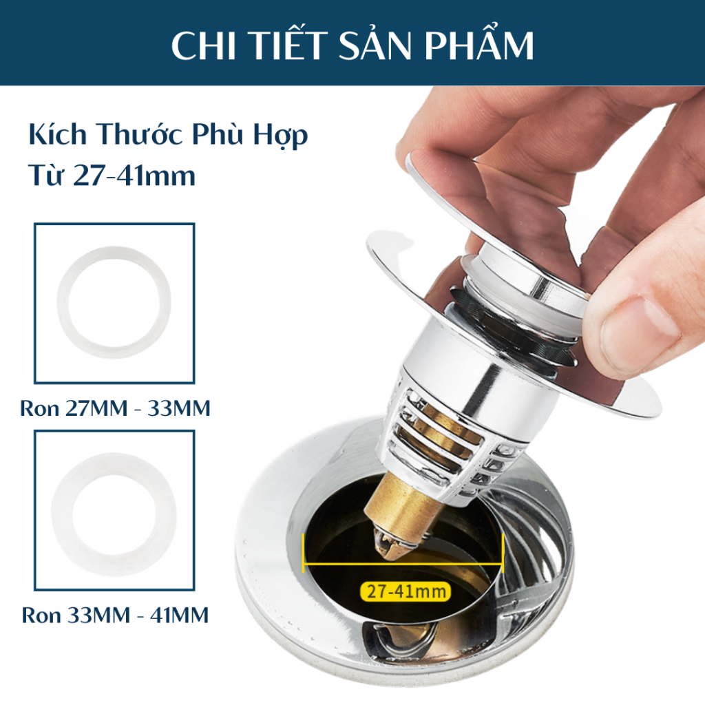 Nút Chặn Thoát Nước Nhấn Xả Lõi Đồng Cho Lavabo Thế Hệ Mới HT060 BEBEHOUSE