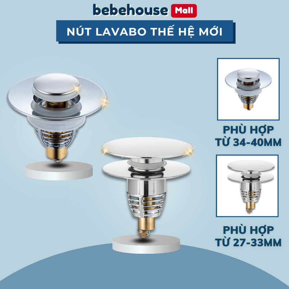 Nút Chặn Thoát Nước Nhấn Xả Lõi Đồng Cho Lavabo Thế Hệ Mới HT060 BEBEHOUSE