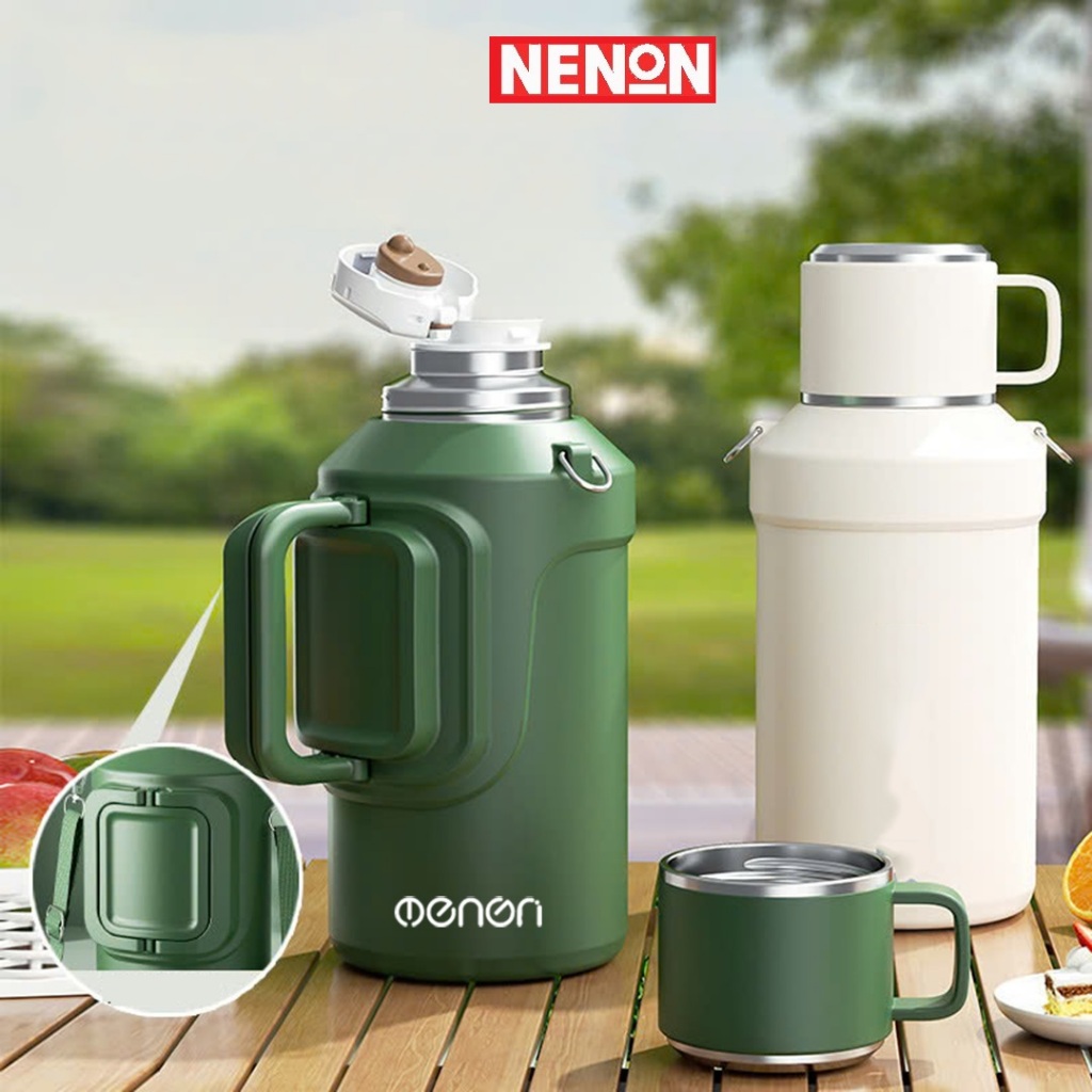Bình Giữ Nhiệt 1500ml Chất Liệu INOX 316 Giữ Nhiệt 24H Thiết Kế Tay Cầm Dây Đẹo Tiện Lợi - NENON | BigBuy360 - bigbuy360.vn