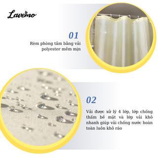 Rèm Nhà Tắm Ánh Kim Vàng Vải Polyester LAVEMO Chống Nước LA4432