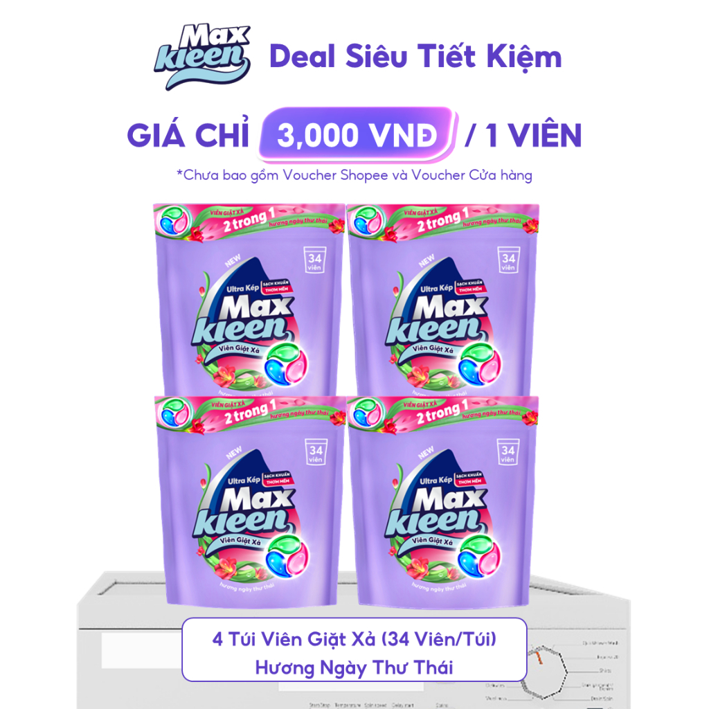 Ảnh Combo 4 Túi Viên Giặt Xả MaxKleen Hương Ngày Thư Thái / Nước Hoa Huyền Diệu (34 viên/túi) 1