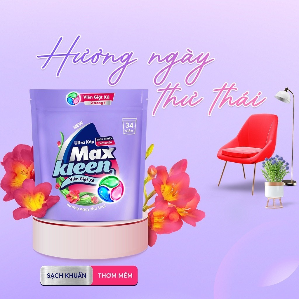 Ảnh Combo 4 Túi Viên Giặt Xả MaxKleen Hương Ngày Thư Thái / Nước Hoa Huyền Diệu (34 viên/túi) 2