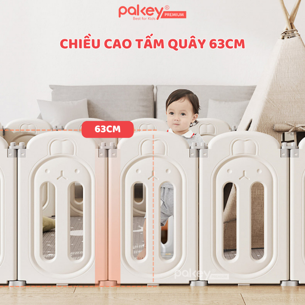 Quây Cũi Nhựa Gấp Gọn PAKEY Thỏ Trắng, Quây Cũi Hình Thỏ Đáng Yêu Dày Dặn Chắc Chắn Cho Bé - Bảo Hành Trọn Đời