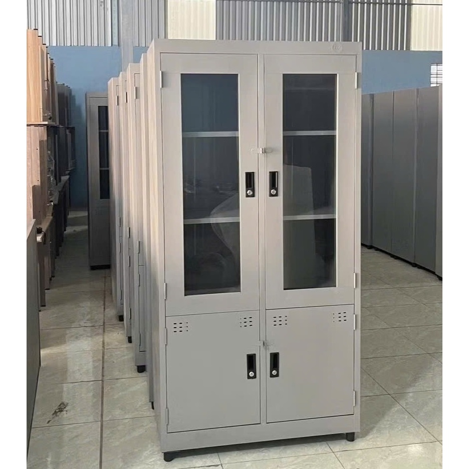 Tủ hồ sơ 2 3 cánh kính sắt - tủ hồ sơ văn phòng đựng tài liệu, tủ sắt trưng bày.