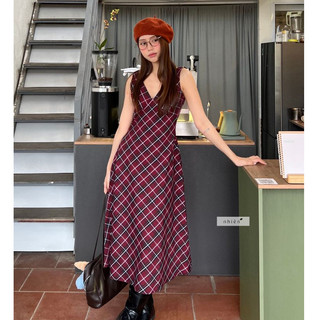 Đầm maxi - Đầm maxi thiết kế caro dáng dài JANNIS nhiennhienvintage NDL00004