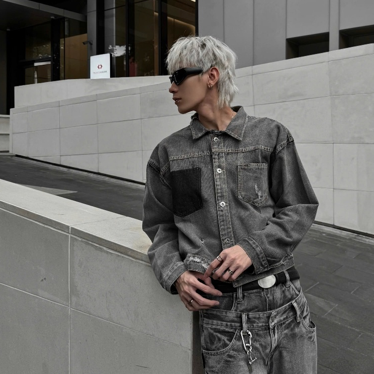 Bad Choices | Áo khoác JEANS form croptop UNIQUELY phong cách Menswear