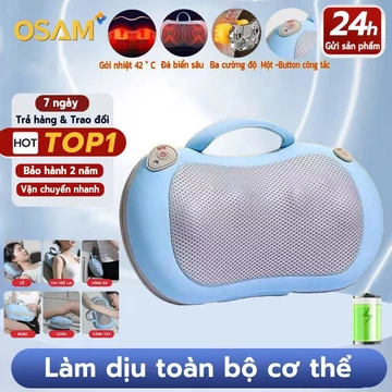 Gối Massage Cổ Vai Gáy Hồng Ngoại Cao Cấp, Gối Massage Lưng 3 Chế Độ, Gối Massage Toàn Thân Nhỏ Gọn áp dụng cho Xe Hơi