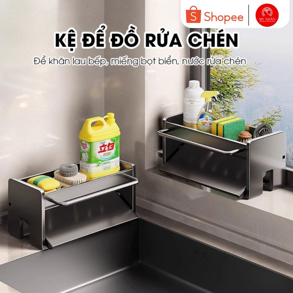 Kệ để đồ rửa chén, nước rửa chén bát, giẻ lau để bồn rửa My Nhân thép carbon sơn nhiệt chống rỉ sét