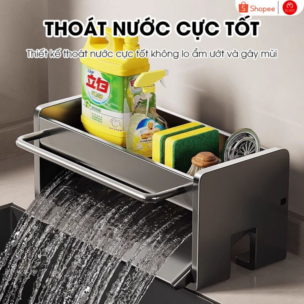 Kệ để đồ rửa chén, nước rửa chén bát, giẻ lau để bồn rửa My Nhân thép carbon sơn nhiệt chống rỉ sét