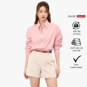 Áo sơ mi kẻ sọc nữ GILLEE dáng oversized, sơ mi form rộng vải kate Mỹ FAS349