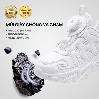 Sneaker trẻ em HOBIBEAR White GS8037G khóa xoay cao cấp, giày thời trang cho bé đi chơi tết 2026