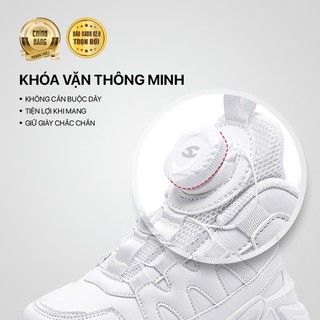 Sneaker trẻ em HOBIBEAR White GS8037G khóa xoay cao cấp, giày thời trang cho bé đi chơi tết 2026