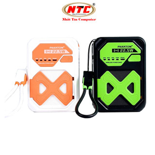 Sạc dự phòng không dây Phantom P40 10000mAh sạc Wireless 15W TypeC LN in 18W out 20W phích cắm 220V