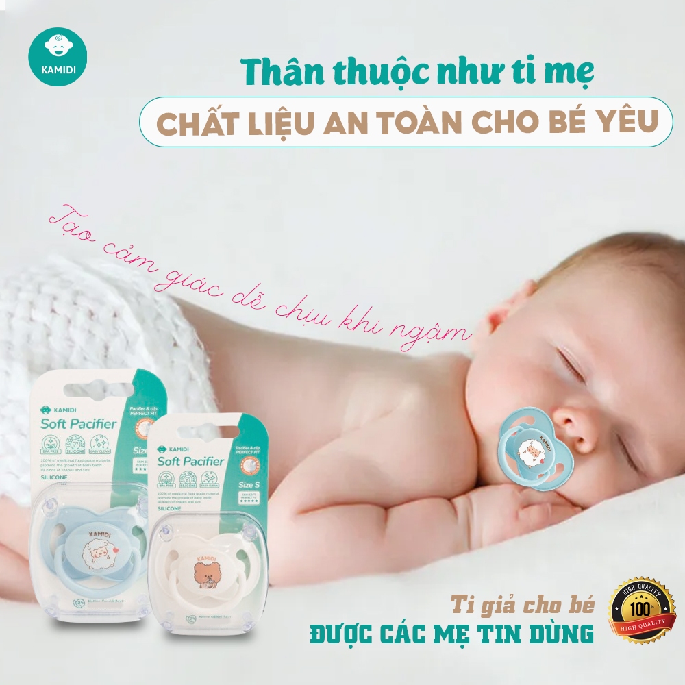 Ảnh Ti Giả Kamidi Pacifier Núm Ti Ngậm Cao Cấp Cho Bé An Toàn Mềm Mại Giúp Bé Dễ Dàng Cai Bình Sữa 2