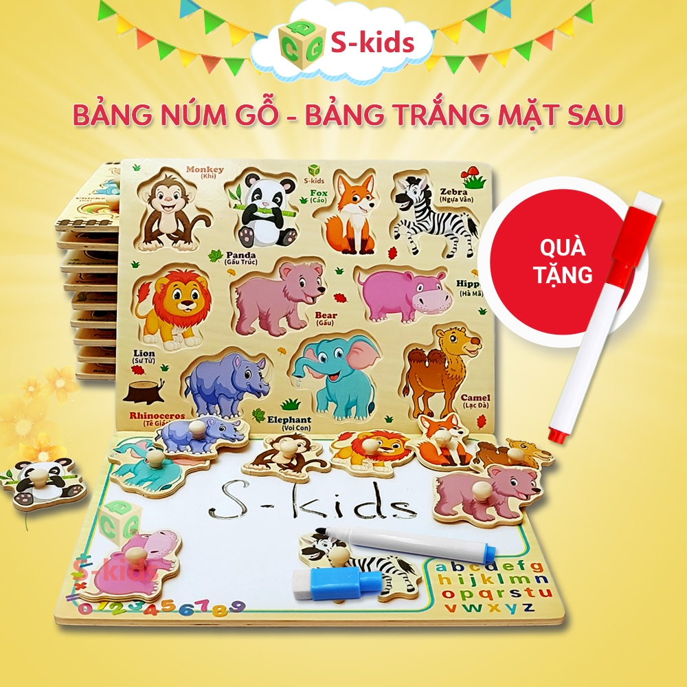 Ảnh Đồ Chơi Trẻ Em S-Kids, Bảng Ghép Hình Núm Gỗ Thông Minh Cho Bé 1