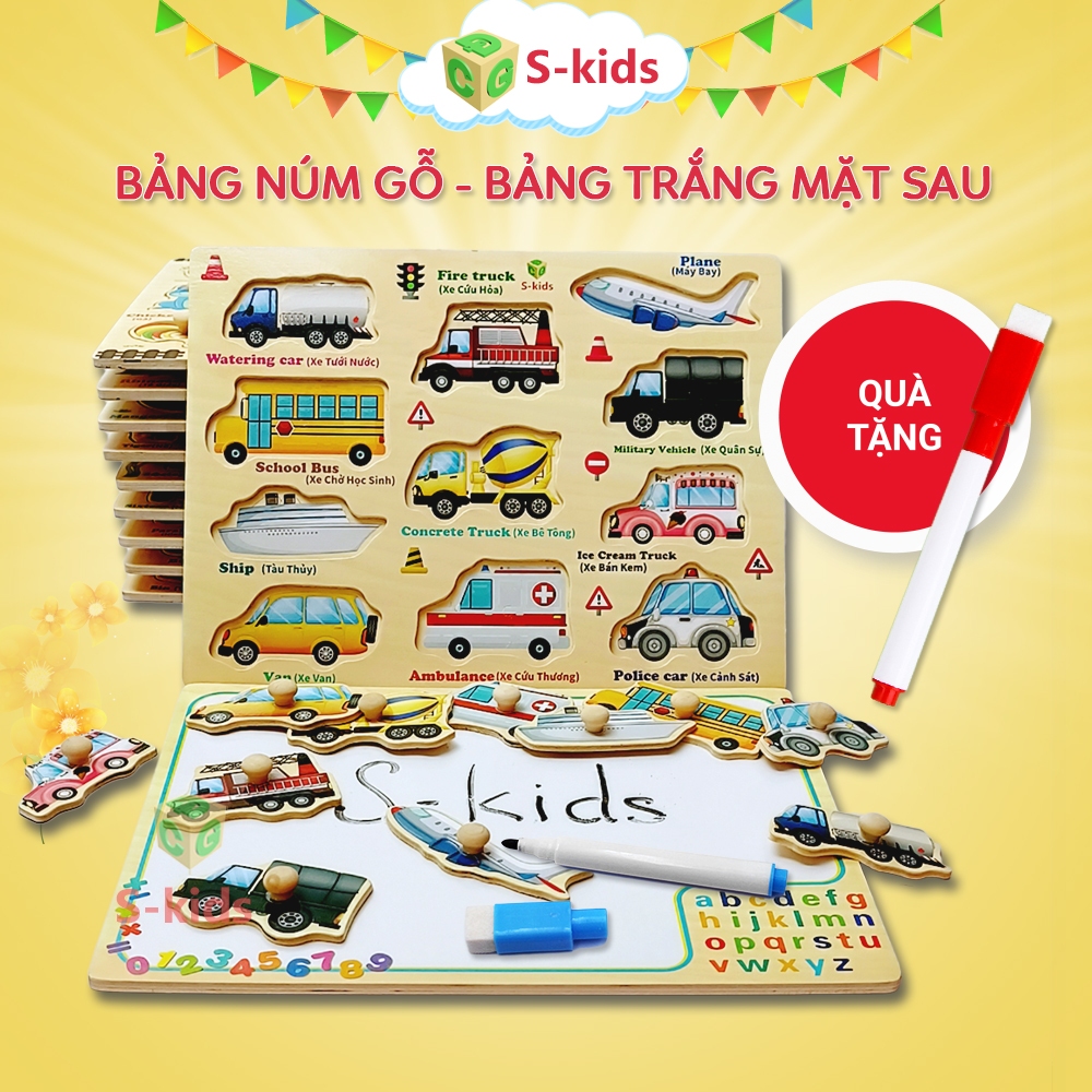 Ảnh Đồ Chơi Trẻ Em S-Kids, Bảng Ghép Hình Núm Gỗ Thông Minh Cho Bé 4