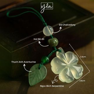 Felice - Móc Treo Diệp Thảo - Đá Ngọc Bích Serpentine - Quà Tặng Ý Nghĩa Mang Lại Bình An, May Mắn