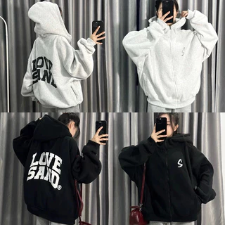 ÁO KHOÁC HOODIE CÓ KHÓA , FROM CHUẨN NAM NỮ , HỌA TIẾT IN CHỮ , L OV E