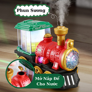 Đồ Chơi Tàu Hỏa Phun Khói Có Nhạc Có Đèn Tự Chạy Phát Triển Vận Động Cho Bé - Đồ Chơi Xe Khủng Long Quà tặng Cho Bé