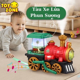 Đồ Chơi Tàu Hỏa Phun Khói Có Nhạc Có Đèn Tự Chạy Phát Triển Vận Động Cho Bé - Đồ Chơi Xe Khủng Long Quà tặng Cho Bé