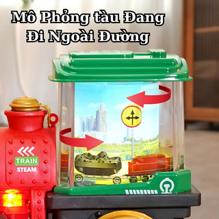 Đồ Chơi Tàu Hỏa Phun Khói Có Nhạc Có Đèn Tự Chạy Phát Triển Vận Động Cho Bé - Đồ Chơi Xe Khủng Long Quà tặng Cho Bé