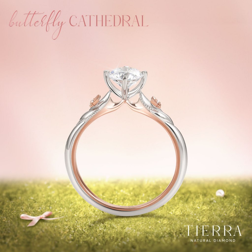 [CHAT TRƯỚC KHI ĐẶT] Nhẫn Cầu Hôn Tierra Butterfly Cathedral NCH1025 Vàng 14K/ 18K, Đính Đá CZ, Thiết Kế Lộng Lẫy