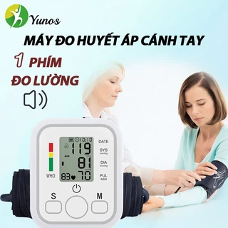 YUNOS Máy đo huyết áp cánh tay tự động thông báo kết quả bằng tiếng đo lường chính xác Thích hợp sử dụng tại nhà