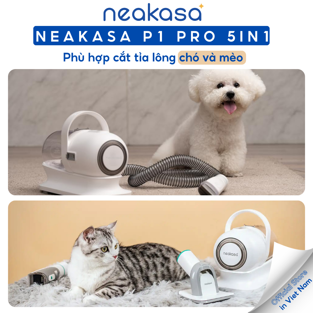 Ảnh Máy cắt tỉa hút và chải lông chó mèo NEAKASA P1 Pro - Lực hút mạnh, Độ ồn thấp, Tông đơ mạnh mẽ 2