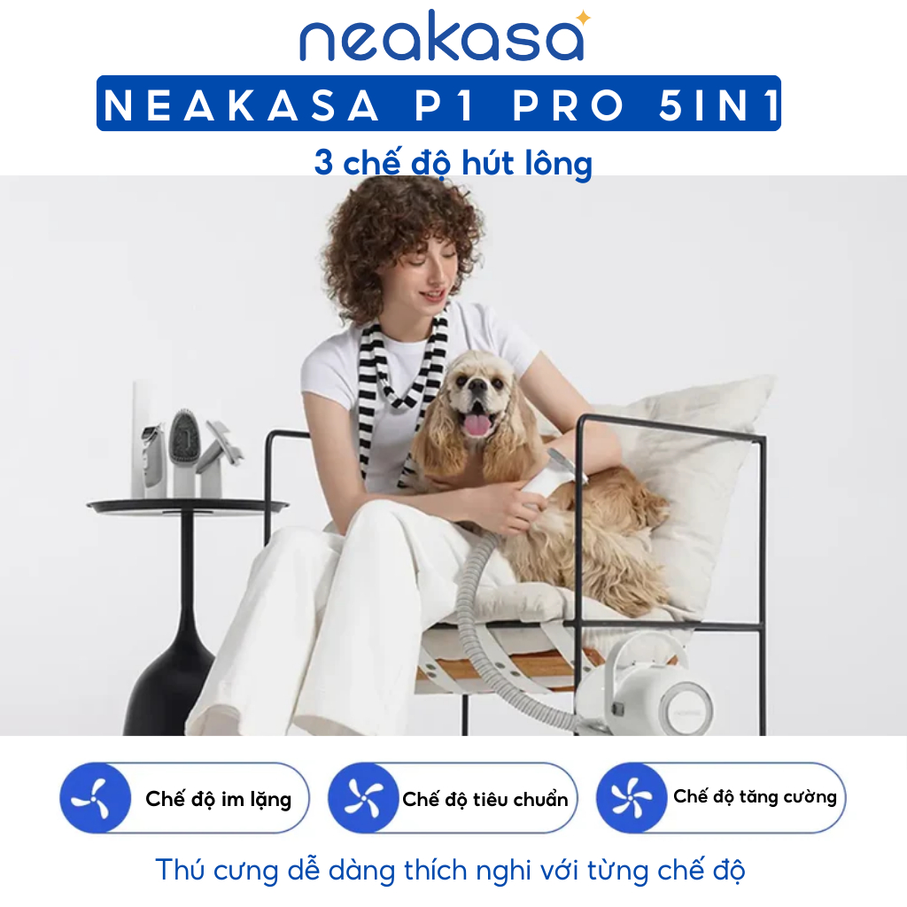 Ảnh Máy cắt tỉa hút và chải lông chó mèo NEAKASA P1 Pro - Lực hút mạnh, Độ ồn thấp, Tông đơ mạnh mẽ 3