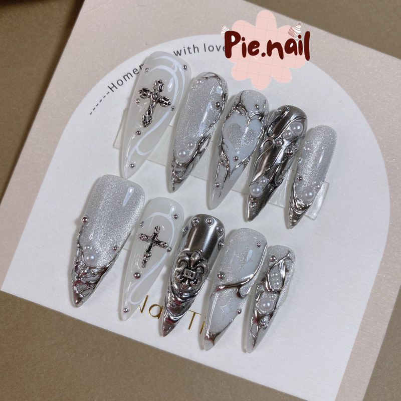 316. nailbox mắt mèo kim cương, mix trai tráng gương bạc