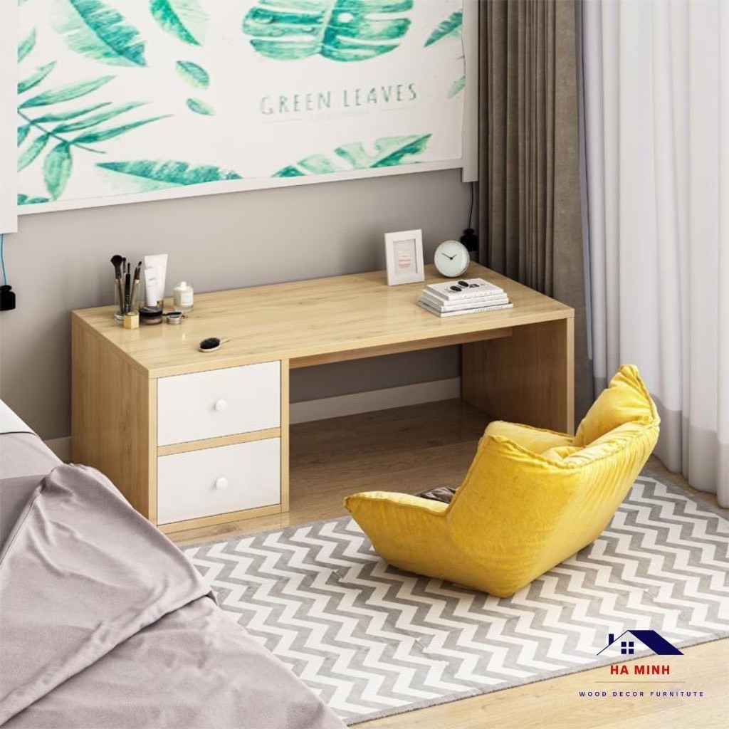 Bàn Trang Điểm Ngồi Bệt Có Ngăn Kéo - Bàn Làm Việc Ngồi Bệt Gỗ MDF Phủ Melamine Cao Cấp
