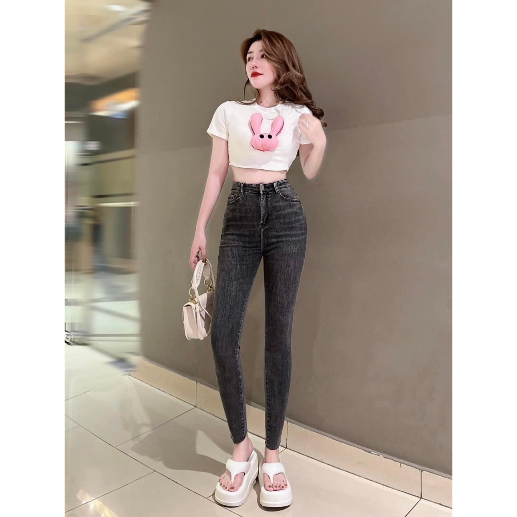 Quần Jean Skinny Nữ Dáng Ôm MIAA Lưng Siêu Cao Trơn Basic  , quần bò ống bó co giãn form dài phong cách trẻ trung | BigBuy360 - bigbuy360.vn