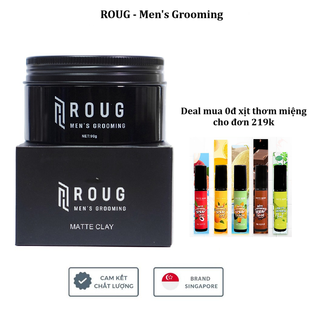 Sáp vuốt tóc Roug Matte Clay 90gr màu đen chính hãng cao cấp Singapore ...
