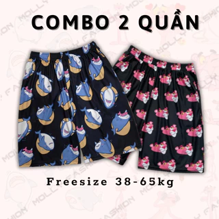 COMBO 2 Quần Short hoạt hình Unisex dành cho nam nữ mặc nhà 38-65kg Molly Store
