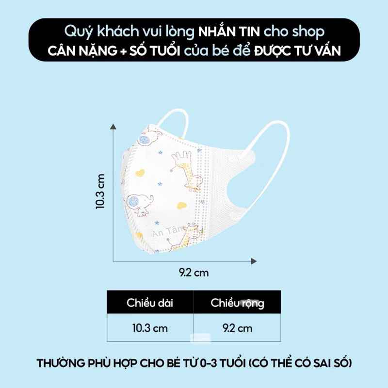 5D BABY MASK -Set 200 Cái Khẩu trang y tế kháng khuẩn chính hãng An Tâm cho bé sơ sinh từ 0 - 3 tuổi
