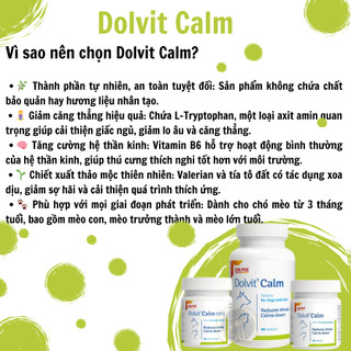 DOLVIT CALM – HỖ TRỢ GIẢM STRESS - GIẢM CĂNG THẲNG CHO CHÓ MÈO