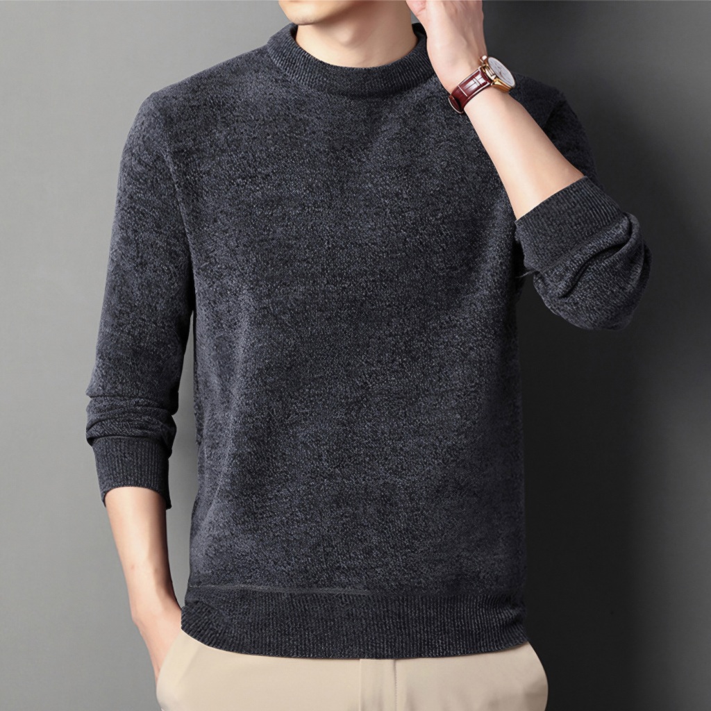 Áo len nam loại dày 2 lớp bên trong lót nhung mềm mịn, cổ tròn, họa tiết thêu CS, R - Hàng QC loại 1