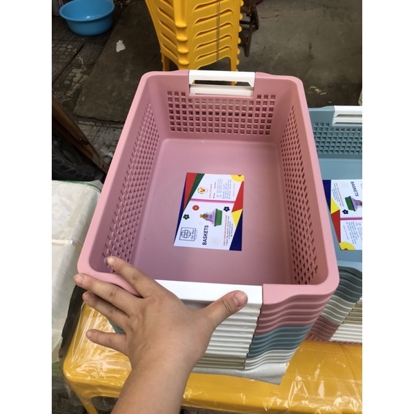 Combo 3 Rổ Nhựa Chữ Nhật Việt Nhật 44x30x15cm - rổ nhựa chữ nhật đa năng, cho gia đinh, AMIZIN