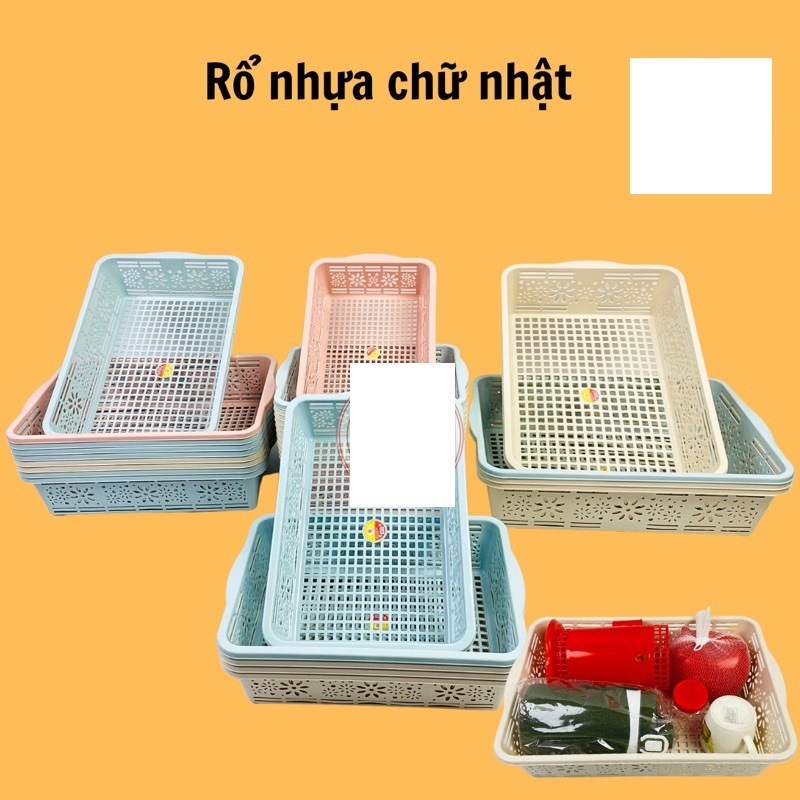 Combo 2 Rổ Nhựa Hình Chữ Nhật Chính hãng Việt Nhật- 3455/3456/3457. Hàng bền đẹp