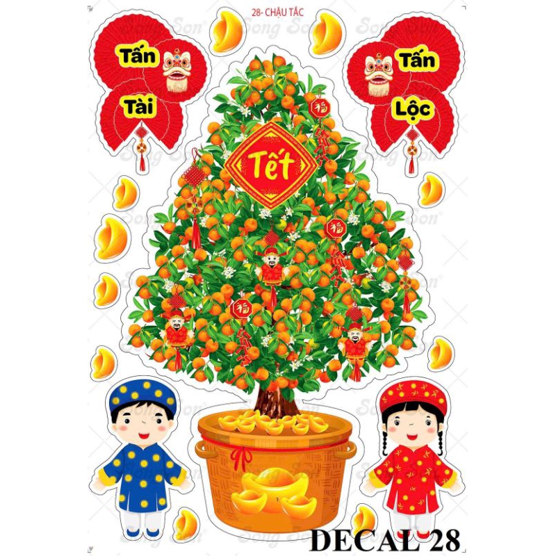 Decal trang trí tết