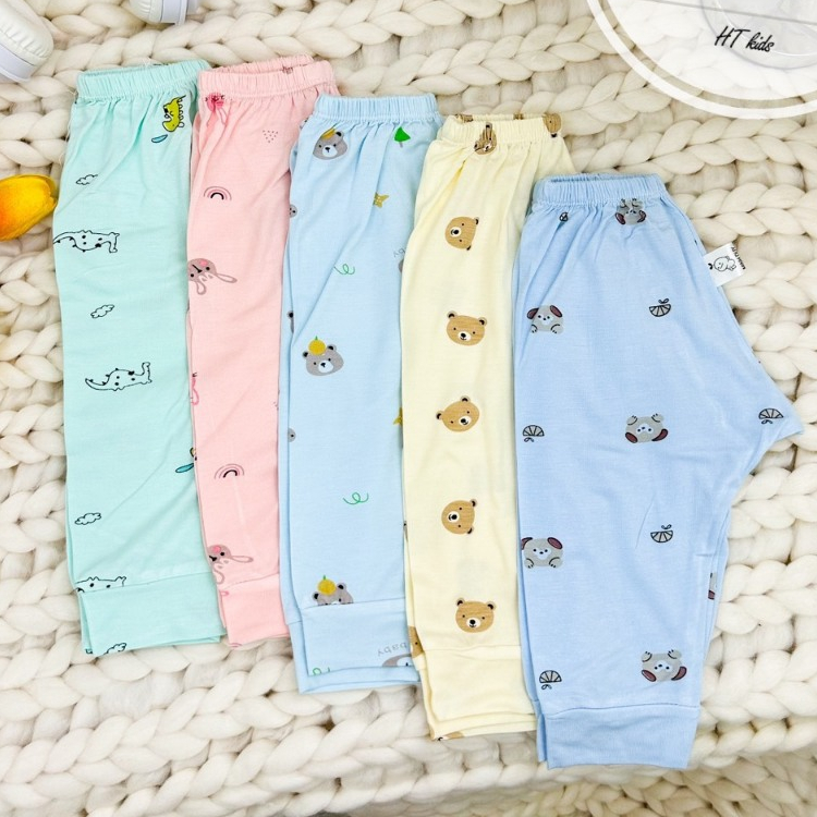 Quần dài chục đáp đũng NHIỀU MÀU cho bé trai bé gái chất thun lạnh họa tiết thú đáng yêu 4-14kg mesocshop