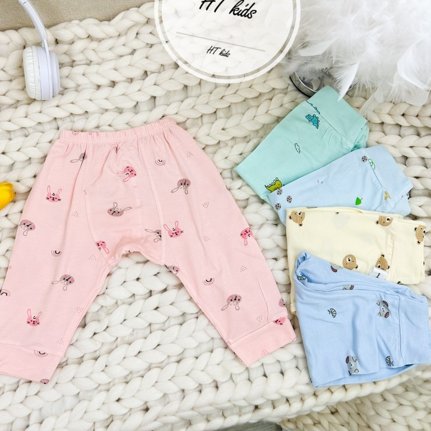 Quần dài chục đáp đũng NHIỀU MÀU cho bé trai bé gái chất thun lạnh họa tiết thú đáng yêu 4-14kg mesocshop