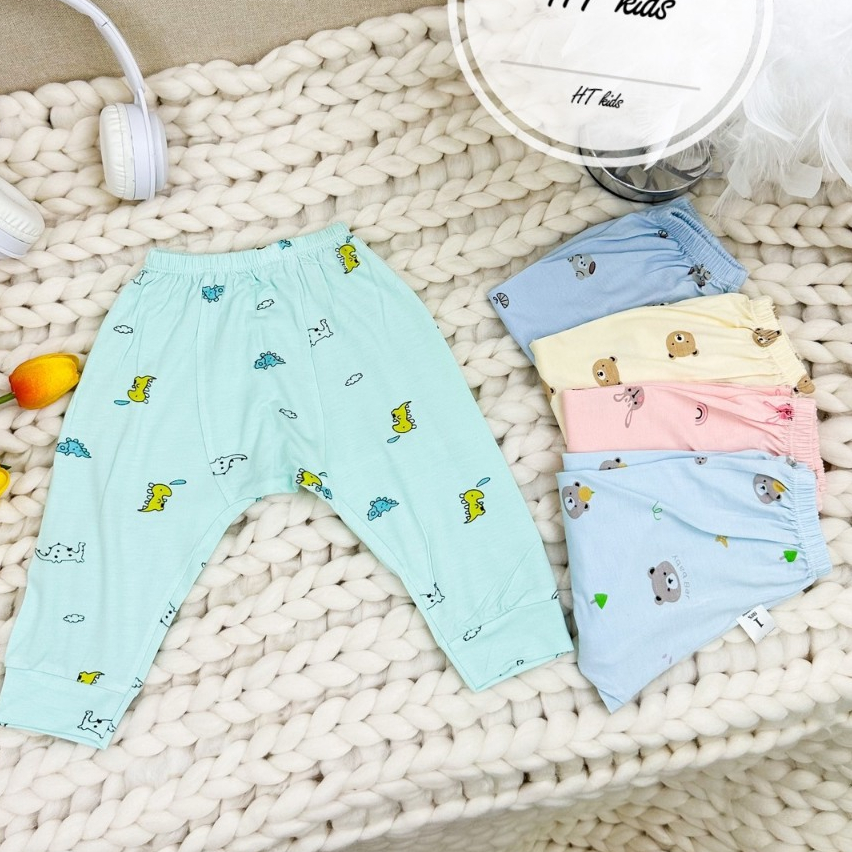 Quần dài chục đáp đũng NHIỀU MÀU cho bé trai bé gái chất thun lạnh họa tiết thú đáng yêu 4-14kg mesocshop