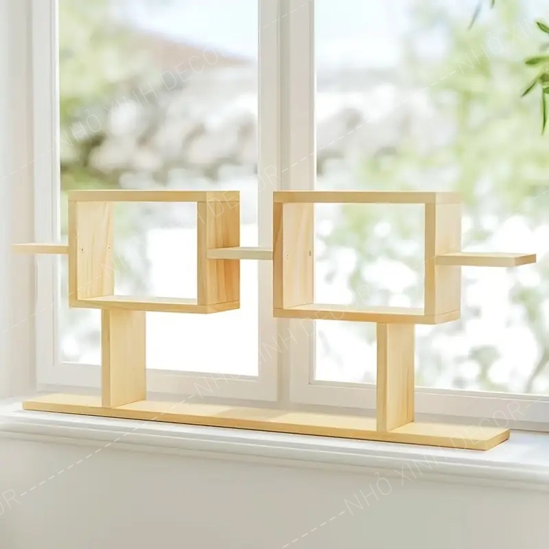 Kệ gỗ decor trang trí nhà cửa ban công, cửa sổ nhà ở, chung cư, kệ để cây sen đá, xương rồng, cây cảnh mini, kệ mô hình