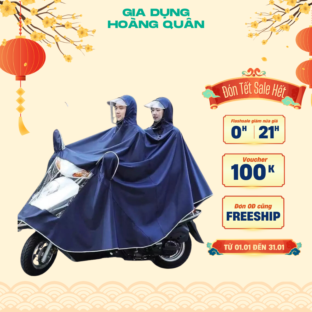 Áo mưa đi xe máy DIDOOGLT - Áo Mưa Phản Quang Có Kính Che Mưa 1 Người Và 2 Người