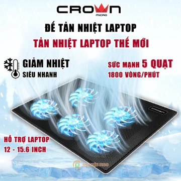 Đế tản nhiệt Laptop 5 Quạt Gaming Crown CM05 Giá Đỡ Làm Mát máy tính 15.6 inch Quạt tản nhiệt laptop